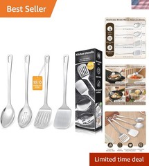 4 Pcs Cooking Utensils Set, Stainless Steel Kitchen Utensils, Heat Resistant …