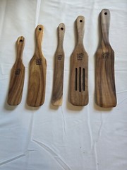 5PCS Wooden Spurtles Set, Non-Stick Natural teak Wood Spatulas Comes With Apron