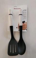 Kitchen Aid 2 Piece Tool Set (Slotted Turner / Basting Spoon) Almond Cream