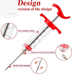 Meat Injector Syringe 1-oz Plastic Marinade Turkey Kit 2 Needles BBQ Grill QPMR