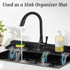 24 inch Faucet Mat for Kitchen Sink Splash Guard, 7° Slope Silicone Sink Wate…