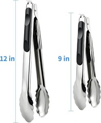 Versatile Non-Slip Kitchen Tongs Set – 9/12 Inch Heat-Resistant & Durable