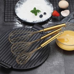 Stainless Steel Gold Whisk Set 3 Pieces 8 10 12 Inch Kitchen Beater Wires