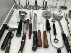 28 Metal + Plastic Wooden Stainless Kitchen Utensils Tools Fork Knife Mashers ++
