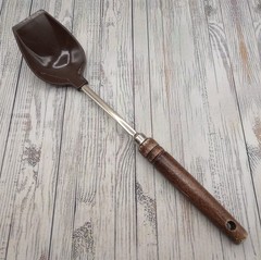 Vintage Brown Nylon Solid Serving Basting Spoon Farmhouse Wood Handle Unbranded