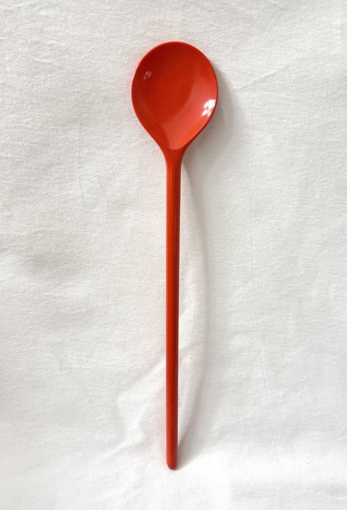 Vintage Dr Oetker 11.5” Round Stirring Spoon Red/Orange Melamine 522 MCM