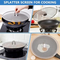 Splatter Screen for Kitchen, Stainless Steel Fine Mesh Splatter Screen for Fryin