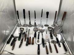 28 Metal + Plastic Wooden Stainless Kitchen Utensils Tools Fork Knife Mashers ++
