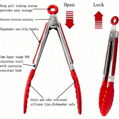 Mini Kitchen Tongs for Cooking – 7″ Small Serving Food Tongs with Nylon Tips