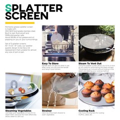 Splatter Screen for Kitchen, 304 Stainless Steel Fine Mesh Splatter Screen for