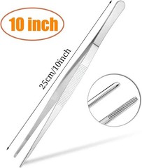 2Pcs Stainless Steel Kitchen Tweezers, 10-Inch Culinary Fine Tweezer Tongs Food.