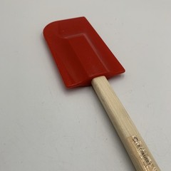 LE Creuset Red Silicone Spatula Scraper Wood Handle