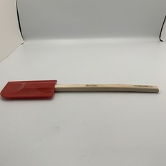 LE Creuset Red Silicone Spatula Scraper Wood Handle