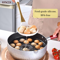 Elegant White Gold Silicone Cooking Utensils Set – Non-Toxic, Dishwasher Safe Ki