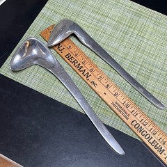 13” polished Aluminum Abstract Modernist L Shape Salad Spoons