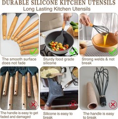 19 Pcs Silicone Kitchen Utensil Set with Holder, Heat Resistant Cooking Utensils