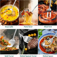 Kitchen Utensils Set, 11Pcs Stainless Steel Cooking Utensils Set with Holder – I