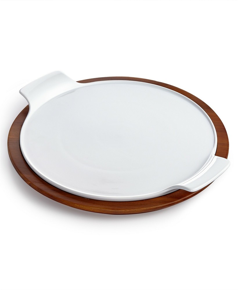 The Cellar Pizza Stone with Acacia Wood Base 12.6″ x 15.75″ x 1.24″