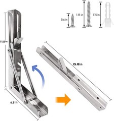 Paquete De 2 Soportes Para Estantes Plegables De Acero Inoxidable De 12 Pulgadas