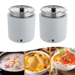 2* Commercial Soup Warmer Pot Electric Soup Kettle with Hinged Lid Food Warmer