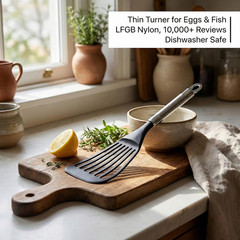 Nylon Fish Spatula – LFGB Certified, Nonstick, Dishwasher Safe, 410°F