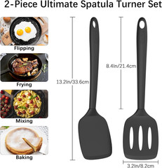 2 Pack Silicone Spatula Set, High Heat Resistant, BPA Free Kitchen Spatula, Soli