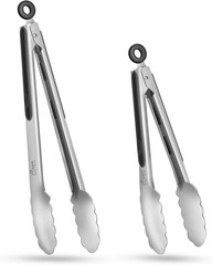 Hotec Stainless Steel Kitchen Tongs Set of 2 – 9″ 2 pack: 9, 12 inch, Silver