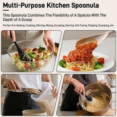 3 PACK Silicone Cooking Spatula & Spoon for Nonstick Cookware, BPA-Free |
