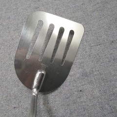 Unbranded Stainless Steel Slotted Spatula Turner Wood Handle Short USA 11″