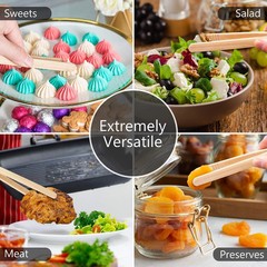 2-Pack Classic 8.7” Bamboo Toast Tongs – Natural Wooden Tongs for Toaster,Tongs