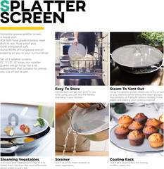 Splatter Screen for Cooking – Stainless Steel Grease Splatter Guard for Frying P