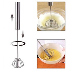 3× Manual Semi Automatic Whisk Egg Beater Mixer Stainless Steel Silver Stirrer