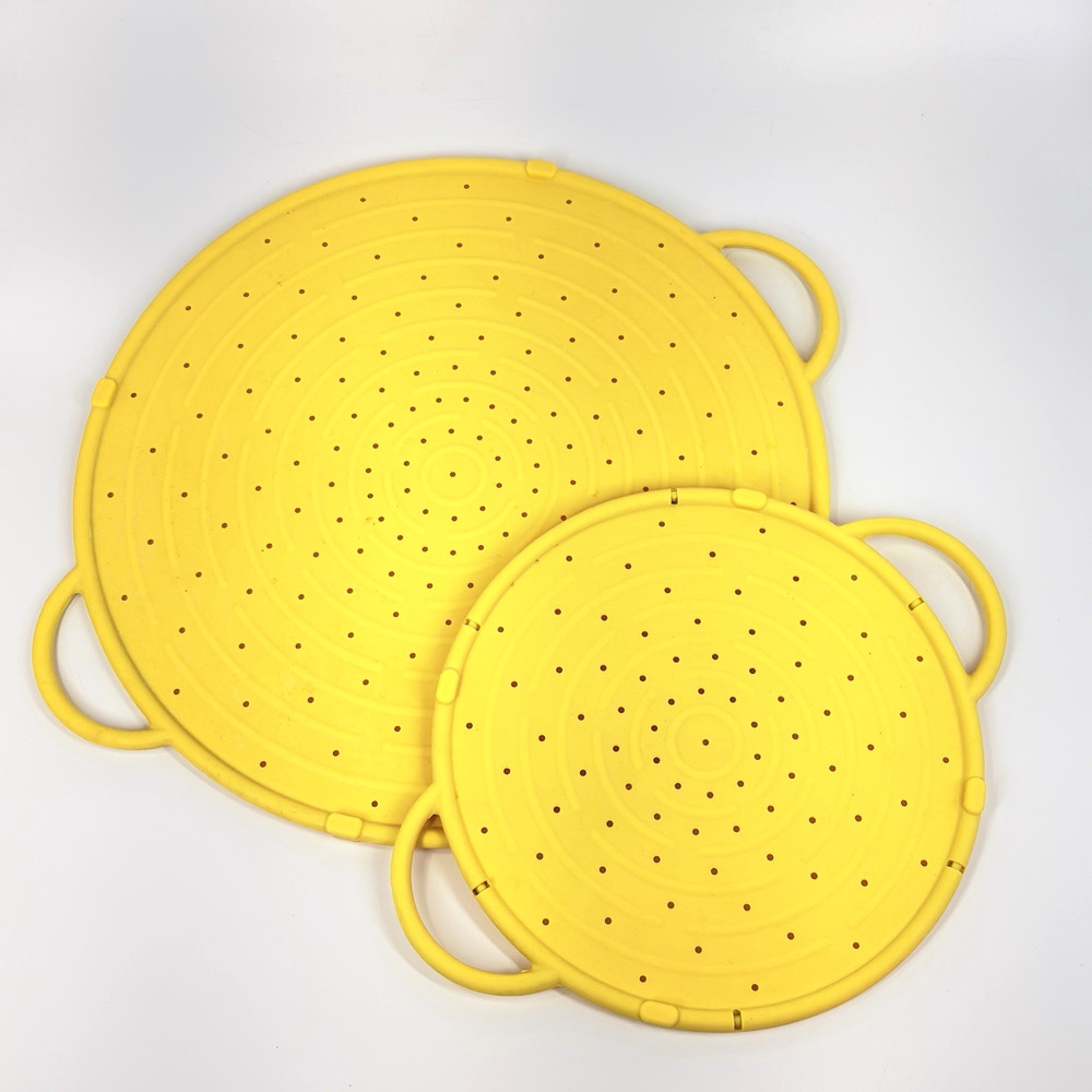Silicone Splatter Screens Set of 2 Yellow Frying Pan Oil Grease Guard Kitchen