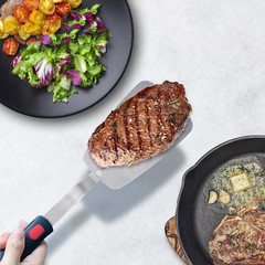 Stainless Steel Flexible Spatula Solid Turner, Thin Metal Spatula for Cast Iron