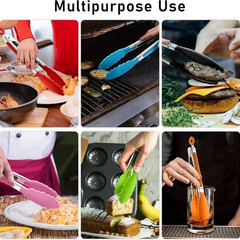 Mini Kitchen Tongs for Cooking – 7″ Small Serving Food Tongs with Nylon Tips