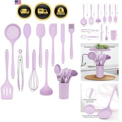 Kitchen Cooking Nonstick Silicone Utensils Set 11 pcs – Purple | Spatula Set …