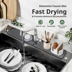 Faucet Mat for Kitchen Sink – 15.8″ Quick Drying Sink Splash Guard – Water Ab…