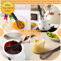 Heat Resistant Non Scratch Whisks Set of 3 Stainless Steel Nonstick Cookware