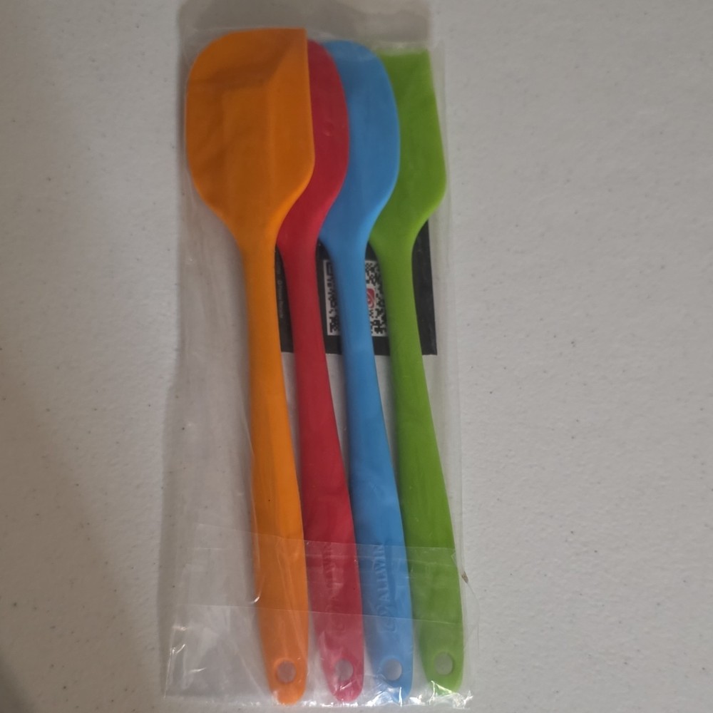 4pc Silicone Spatula Set w/ Stainless Steel Core, Dishwasher Safe, Colors