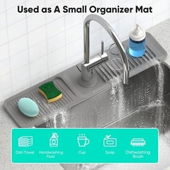 24 Inch Longer Silicone Sink Faucet Mat – Fast Self-Draining Bathroom & Kitchen