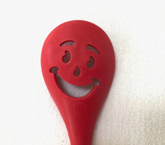 Vtg KOOL AID SPOON~Red Smiley Face Promotional 12″Stirring Mixer Plastic UTENSIL