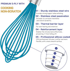 Silicone Whisk Set of 4 Nonstick Heat Resistant 480°F Kitchen Cooking Tools