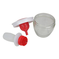 6 In. Red and White Silicone Basting Brush and Bowl Set