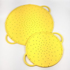 Silicone Splatter Screens Set of 2 Yellow Frying Pan Oil Grease Guard Kitchen