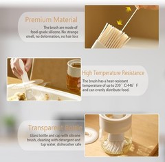 Sauce and Oil Bottle with Silicone Brush for Cooking BBQ Kitchen – 6.8oz