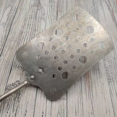 Vintage Chief Slotted Holes Long Spatula Red Wood Handle Farmhouse Rustic Turner