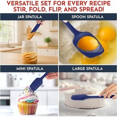 Silicone Spatula Set 4 Piece Heat Resistant Kitchen Baking Mixing Tools New