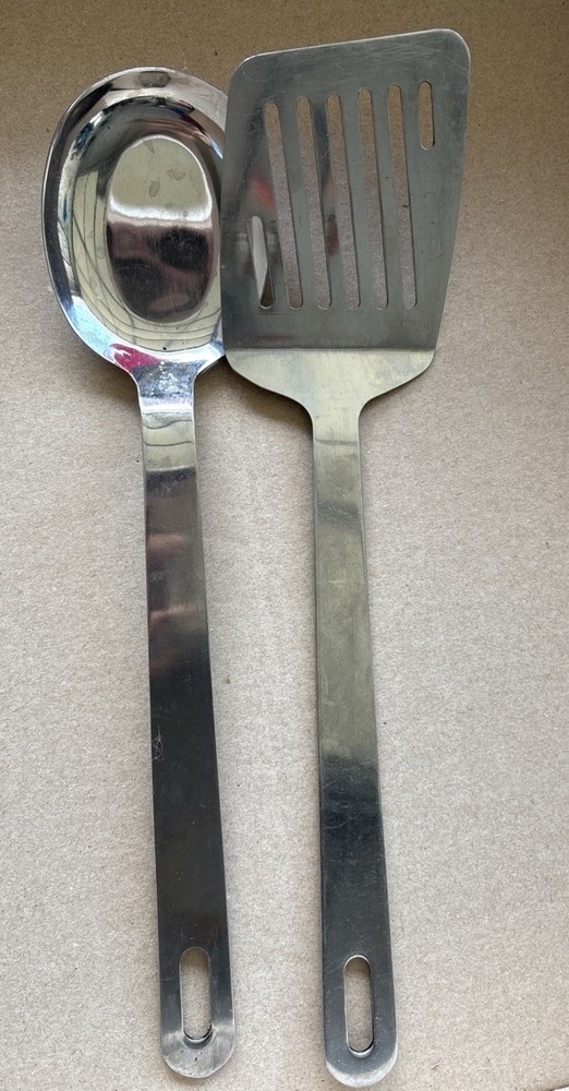 Vintage Stainless Steel Turner And Spoon Made In China Heavy Duty