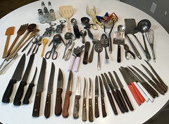 Bundled Lot ~50+ Kitchen Cooking Serving Utensils Tools Gadgets Knives etc.