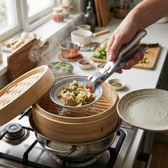 Silicone Handle Hot Dish Lifter Stainless Steel Bowl Gripper Kitchen Accessory